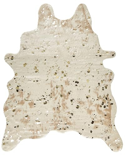 Beliani Kunstfell Teppich Kuhmuster beige mit goldenen Sprenkeln 130x170 cm Bogong