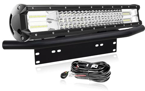 PICAA 20 Zoll 288W LED Lightbar mit Halterung 12V Kabelbaum Kit, Tri-Reihen Spot Flood Combo Arbeitsscheinwerfer für Auto Offroad 4x4 LKW Traktor, 6000K Weiß Wasserdicht