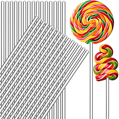 Zopeal 200 Pcs Acrylic Lollipop Stick Cake Pop Rod, 10 x 0.16 Inches, Clear