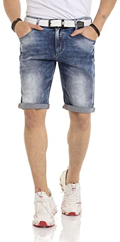 Cipo & Baxx Herren Jeans Shorts Denim Kurzehose Bermuda CK266 Blau W36