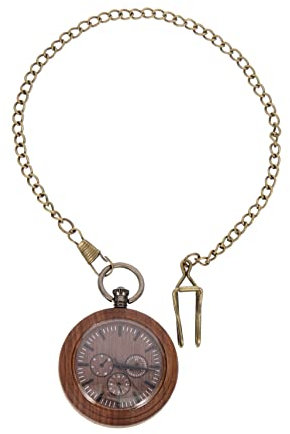 Mikikit Taschenuhr Im Retro-Stil Mit Kette Stabile Und Langlebige Hängende Uhr Walnussholz Für Und Damen Für Verschiedene Outfits Und Anlässe