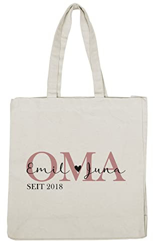 Herz & Heim® Personalisierter Einkaufsbeutel Geschenkidee für Oma | 38 x 41 cm (B/H)