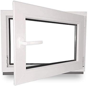 Kellerfenster - Kunststoff - Fenster - weiß - BxH: 85 x 50 cm - 850 x 500 mm - DIN Rechts - 3 fach Verglasung - 60 mm Profil