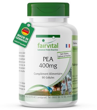 fairvital PEA 400mg, 90 Kapseln, Palmitoylethanolamid, Für 3 Monate, Qualitätsgeprüft und sicher dosiert, 100% vegan, Made in Germany