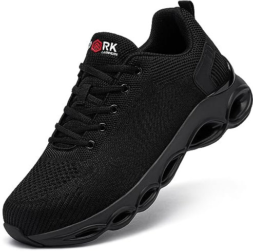 LARNMERN Zapatos de Seguridad para Hombre Zapatillas de Seguridad Calzado de Trabajo Ligeros Protección Comodidad Mode Transpirabilidad (Negro Elegante,41EU)