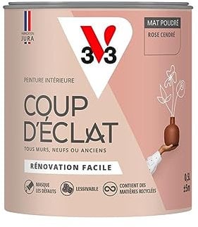 V33 Peinture murale intérieure Coup d'Éclat® Rose cendré Mat Poudré 0,5L