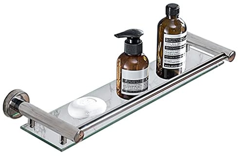 Badezimmerregal, Badezimmerregale, Badezimmer-Glasregal, Wandaufbewahrungshalterung, 8 mm, gehärtetes Glas, Bad, Küchenkorb, Organizer, Schraubmontage, Badezimmermöbel (Größe: 50 cm)