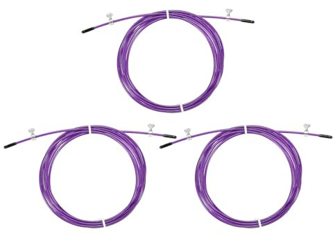PATIKIL 10 Pies Velocidad Salto Cuerda Reemplazo Cable, 3uds 2,5mm Profesional Saltar Cuerda Acero Cable Reemplazo para Alta Velocidad Salto Cuerdas, Púrpura