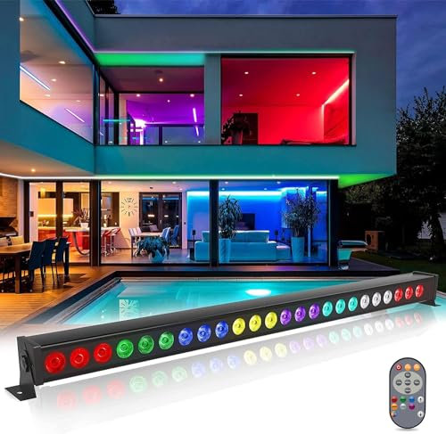 LeLeght 24x3W RGBW LED Wall Wash Stage Lights with Wireless Remote Control - DMX512 Disco Lights for Party, Festival, Halloween, Christmas (1pcs)