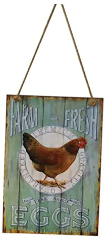 OUNONA Cartello Legno Vintage Farm Fresh Eggs Per Decorazione Country Per Cucina e Coop Di Galline