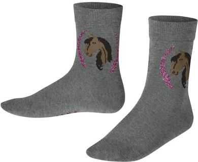 FALKE Unisex Kinder Horse Socken atmungsaktive nachhaltige Baumwolle verstärkte Kindersocken strapazierfähig hautfreundlich rutschfrei mit Pferdemotiv langlebig 1 Paar