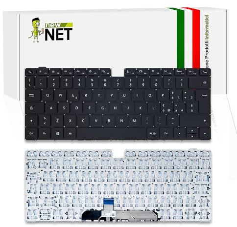 new net - Tastiera Compatibile con Huawei MateBook D 14 D14 Nbl-WAP9R, Nbl-WAQ9HNR, Nbl-WAQ9HNRP, Nbl-WAQ9L, Nbl-WAQ9R [Senza Frame - Colore Tasti Nero - Retroilluminata - Layout ITA]