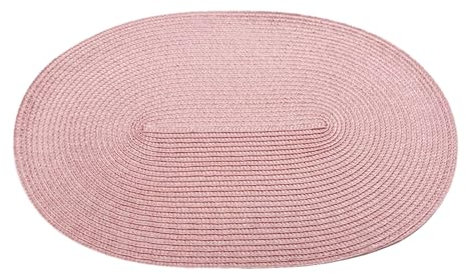 Ueiwffzo 30 * 45cm Oval Platzsets 4er Set Abwaschbar Hitzebeständig Gewebte Tischsets rutschfest Platzdeckchen für Küche, Party, Hochzeit, Weihnachten (Rosa)