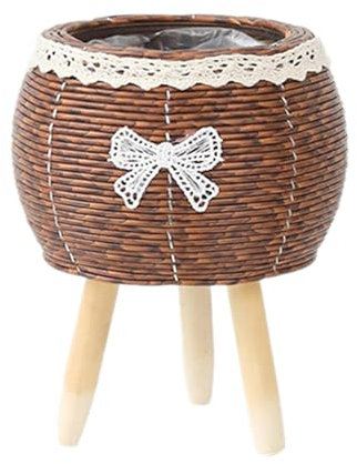 Cesta tejida para plantas con patas, cesta, macetero, cesta de mimbre, maceta para comedor, Esférico