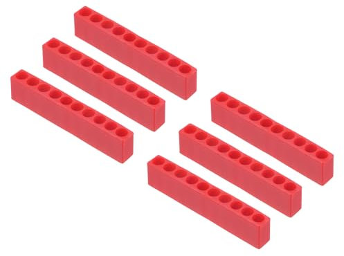 sourcing map 6pcs Plastic Hex Shank Screwdriver Bit Holder Organizer 10 Holes 1/4 Inch Plastic Drill Bits Storage Case for Any 1/4 Hex Shank Metal Driver Bits Use, Red