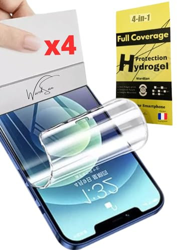 WardSan Schutzfolie für iPhone 15 Pro Max, 4 Stück Hydrogel Folie Klar HD Weich TPU Displayschutzfolie Fingerabdruck-ID Unterstützen