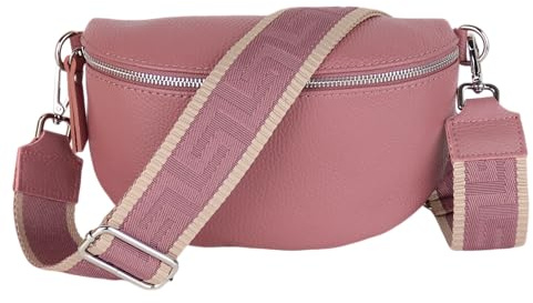 MIRROSI® Bauchtasche Damen, Echtleder, Made in Italy, Umhängetasche, Brusttasche, Crossbody Bag (1 Tasche & 2 Gurte)