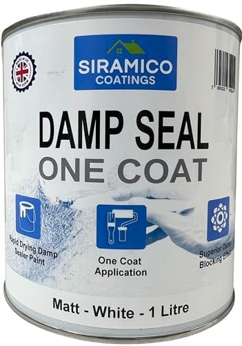 SIRAMICO COATINGS The Dampseal One Coat | Seals Damp And Mould Stains In One Coat By Brush Or Roller (White - 1 Litre)