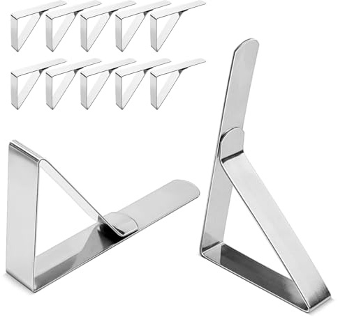 ALLTOP Superior Tablecloth Clips - Rust-Proof Stainless Steel Table Cover Holder Clips,Secure Clamps for Outdoor Picnics, Parties, Restaurants, Weddings - 12 Pack
