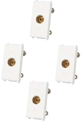 4 Pezzi Connettore Presa TV Compatibile con Vimar Plana | Bianco | Incasso Supporto