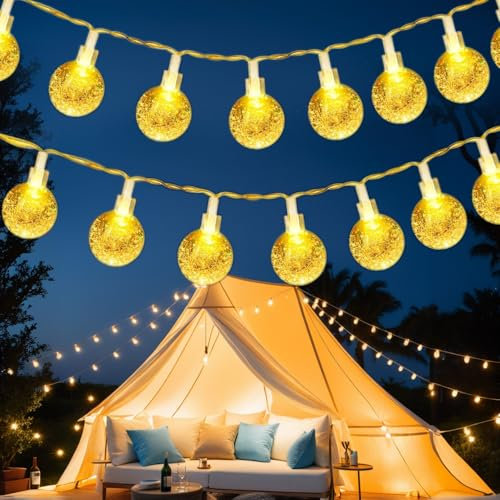 cshare Ghirlanda luminosa a batteria, 6 m, con 40 LED, luce bianca calda, con timer, impermeabilità IP65, luci a globo, per interni ed esterni, albero di Natale, giardino, camera da letto, bambini