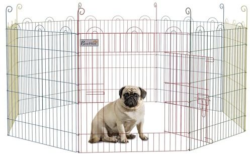 PawHut Pet Playpen Dog Puppy Crate Kennel w/Door, 60H x Φ156cm