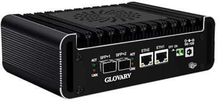 Glovary Firewall Hardware Appliance N100 Mini PC, Dual 10GB 82599ES SFP+, 2 x i226V 2.5GbE LAN, DDR5 8GB RAM 128GB NVMe SSD, AES-NI, OPNsense, TypeC Port, TF Slot, M.2 WiFi Slot, SPK/MIC