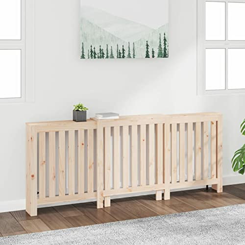 Brokky Radiator Cover 210x21x85 cm Solid Wood Pine-Radiator Cover White Modern MDF Vertical Slats Wood Decorative Cabinet for Living Room Bedroom Hallway,Large