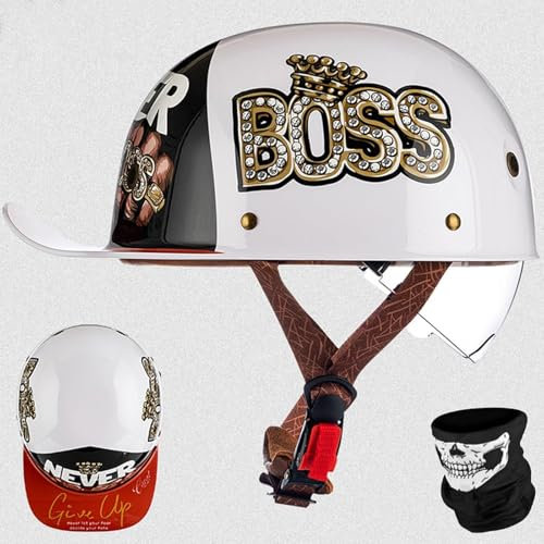 GKCEGHKS retrò Casco Scodella Casco Scooter Cromwell Caschi Casco Faccia Aperta retrò ECE Omologato Casco A Scodella Scooter Motorino Mezzo Casco Scooter Crociera Bicicletta