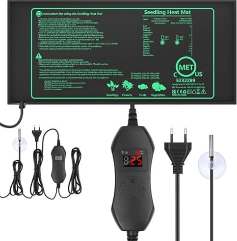 Pfloge® Heizmatte mit Thermostat, 50W Wärmematte Terrarium, PVC wasserdichte Pflanzen Gewächshaus Heizkissen, Erlaubt Temperatur Regelung in 1℃ (20-45℃), für Sämlinge, Haustiere und Reptilien