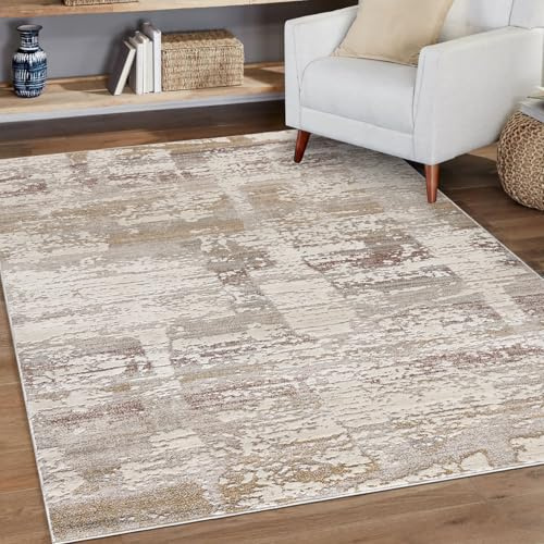 Mazovia Groß Teppich Wohnzimmer 160x230cm Creme Abstrakt Weich Pflegeleicht