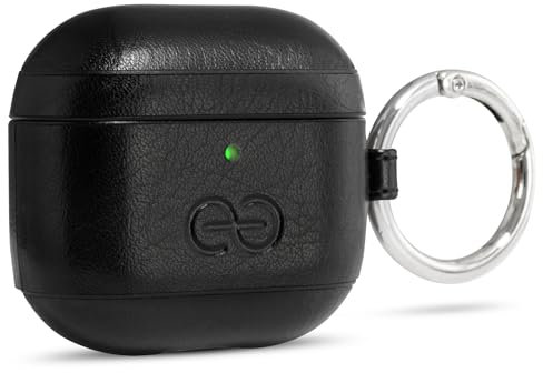 Dreem Om AirPods 4 Custodia in pelle vegana con clip - Compatibile con auricolari wireless Bluetooth Apple per iPhone - Nero