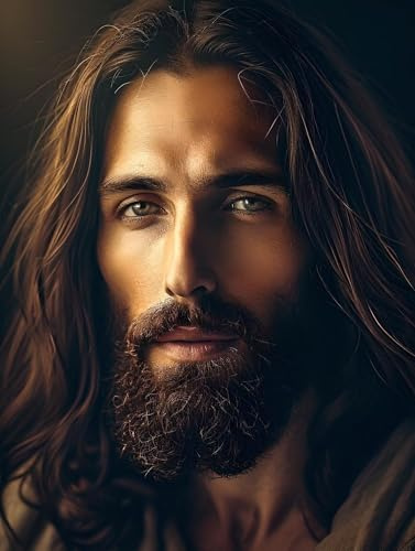 Lionhai Pintar por Numeros Adultos Jesús DIY Pintar por Numeros, Kit de Pintura al óleo de Lienzo Para, con Pinceles, Pigmento Acrílico, Principiantes Pintura al óleo de (Sin Marco) 40x55cm L-893