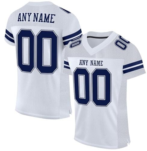 Personalisiert American Football Trikot für Herren Damen Jugend Vorschule Custom Football Jersey Sports Personalisierte Tshirt Printed Team Name & Number & Logo Weiß