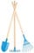 3 TLG Gartengeräte Set Garten Spaten Schaufel Laub Rechen Harke Kinder Hochbeet (Blau)