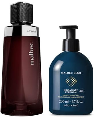 O Boticário Malbec Set Regalo Perfume y Cuidado de la Piel Hombre con 2 Productos | Malbec Perfume EDT 100 ml y Loción Hidratante Corporal 200ml