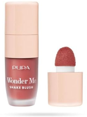 Pupa Blush Wonder Me Shake, flüssiges Gesichtspflege, durchscheinend, neue Textur Water Cream – frischer und strahlender Teint, saubere Formel, hergestellt in Italien (Farbe 003 Strawberry Daiquiri)