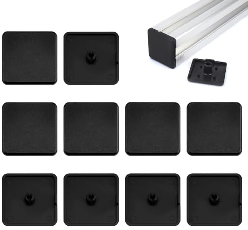 10 Stück Endkappen für Aluprofil 40x40, Abdeckkappe Aluprofil für Vierkantrohr, Kunststoff Schutzkappen für Aluprofile, Schutz für Aluminiumprofile, Schwarz, Robust