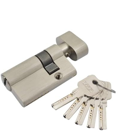 Serrure à cylindre, barillet de serrure de porte, serrure de porte à mortaise en laiton profilée à cylindre de porte, avec 5 clés(45(35-10))