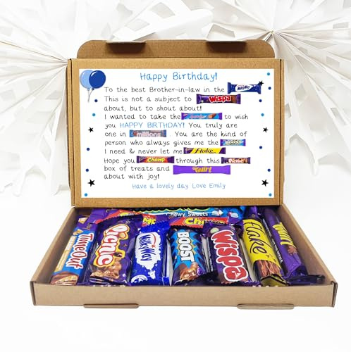 Personalised Poem Birthday gift Treat Box Hug in a box, hamper Sweet gift, thank you Present for all ages Him/Her - Brother in law