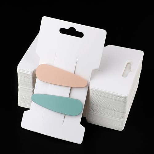 200 Stück Haarspangenhalter aus Karton, 11,5 x 6,7 cm, Rechteckige Displaykarten für Haarschmuck, Haarnadeln, Haarklammern, Schmuckzubehör, Verpackung für Haaraccessoires, Präsentationskarten (Weißer)