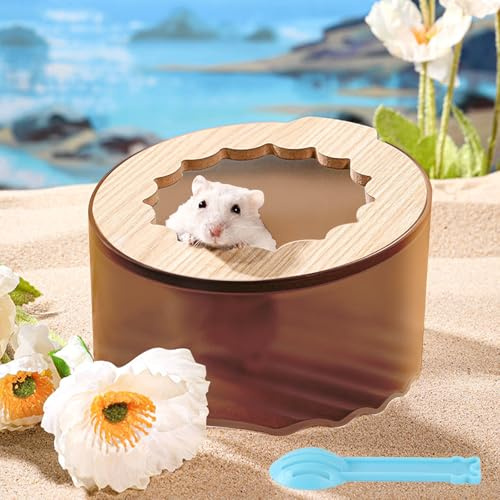 Marchul Hamster Sand Bath Container, Hamsters Sand Bath Box with Cleaning Scoop, Brown Hamsters Bathtub Bathroom Toilet, Hamster Litter Box for Dwarf Hamster, Syrian Hamsters, Gerbil, Easy to Clean