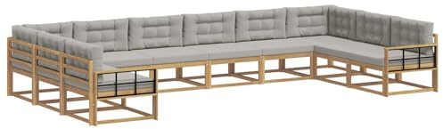 vidaXL Outdoor-Sofagarnitur mit Kissen 10 pcs Weiß und Hellgrau, Moderner Garten-Sofa, strapazierfähige Lounge, Elegantes Patio-Sofa, Sitzplatz im Garten, Möbel für Poolbereich