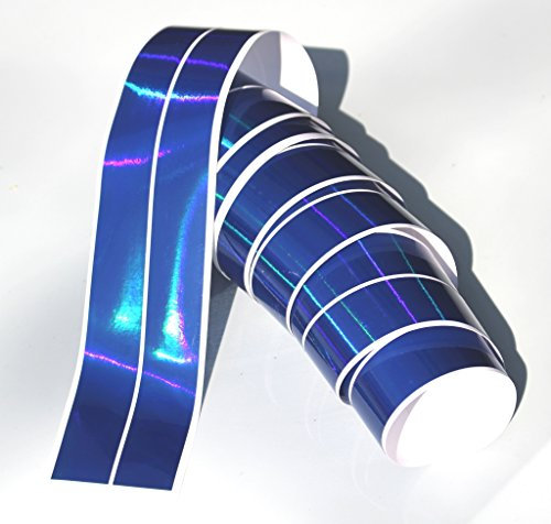 Chrom Hologramm Zierstreifen Folie Klebefolie Aufkleber Dekorstreifen KX008 (Hologramm Blau, 4Meter x 30mm)