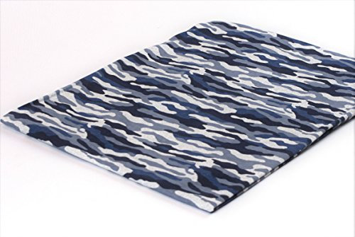 1buy3 Jersey Stoff Gemustert zum nähen | 92% Baumwolle, 8% Elasthan | Kinderstoff | Baumwolljersey | Muster: Camouflage dunkelblau/grau | 50cm x 160cm | Grundpreis je m² = €9,99