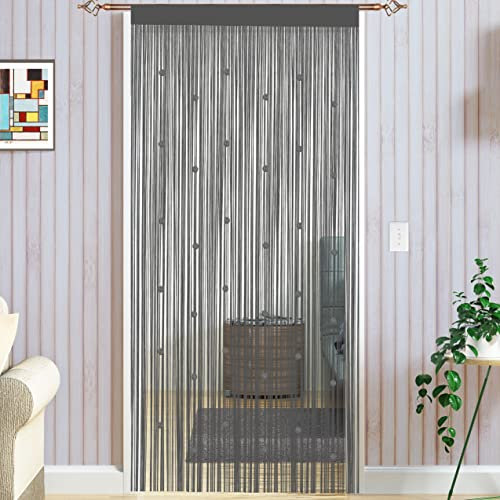 Taiyuhomes Bead String Curtains Door Fly Screen Decorations Room Divider Single Door Curtain Beads (90x245cm) Grey
