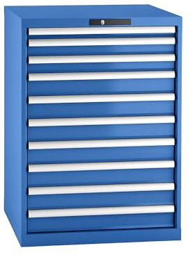 Lista | Schubladenschrank | Stahlblech | HxB 1000 x 717 mm | 10 Schubladen | enzianblau