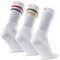 DANISH ENDURANCE Performance Crew Socken, Mehrfarbig Retro (1 x Roter/blauer Streifen, 1 x Weiß, 1 x Grüner/gelber Streifen - 3 Paare, Gr.- EU 39-42