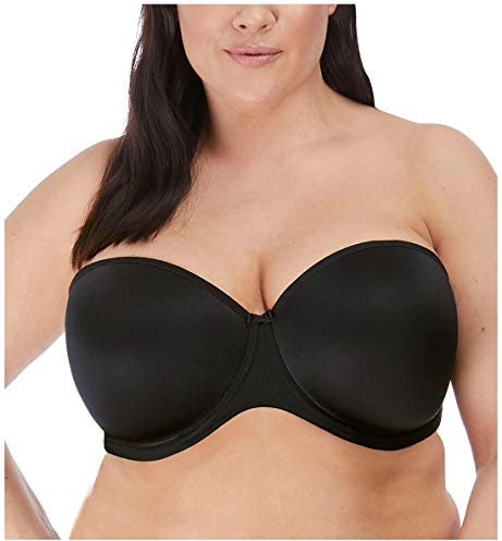 Elomi Women's Smooth Strapless Seamless Underwire T-Shirt Bra, Black, 36HH US