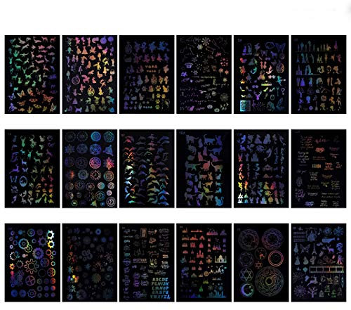 iSuperb 25 Blatt Kreative Harz Aufkleber Epoxidharz Form Füllstoffe Material Kristall Resin Stickers für DIY Schmuck Scrapbooking Handwerk (18 Motiven)